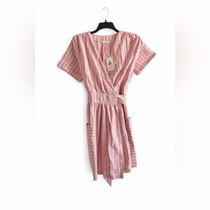 easel Pink Striped Wrap Dress